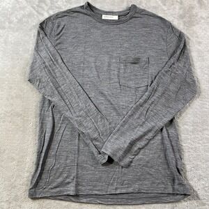 Icebreaker Shirt Mens Small Gray Wool Pocket Casual Long Sleeve Base Layer